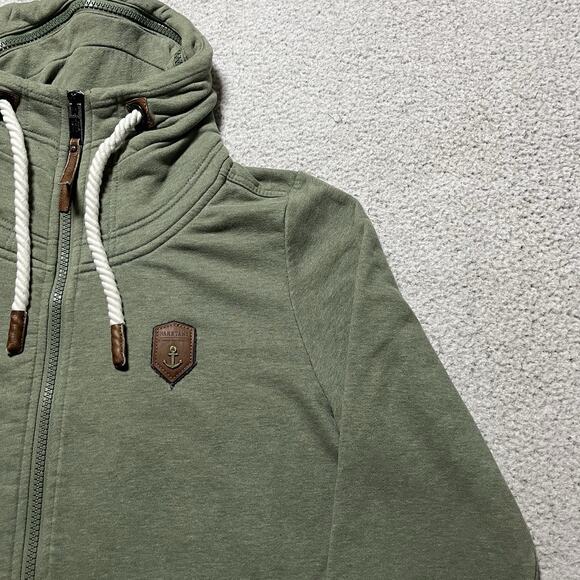 Naketano Sweatshirt Mens Large Green A Brave New World Full Zip Cowl Neck - Picture 5 of 16